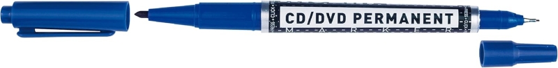 Molin Rotulador Permanente para CD, DVD - Doble Punta 0.4 y 1mm - Tinta Permanente con Base Alcohol - Color Azul · Pack de 12 uds.