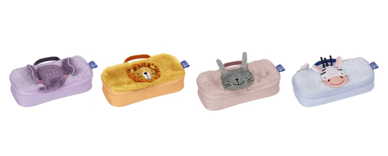 Oxford Kids Estuche Infantil de Peluche Suave - Surtido 4 Animal Besties - Ideal para Niños - Diseño Divertido y Colorido - Practico y Resistente · Pack de 8 uds.