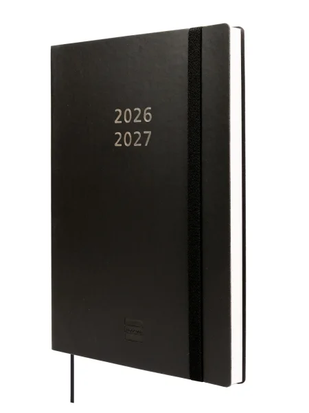 Finocam Mara Agenda de Tapa Flexible Internacional - 18 Meses - Semana Vista Vertical - Formato Y10 - 140x204mm - Papel de 80g/m2 - Esquinas Microperforadas - Cierre con Goma - Color Negro