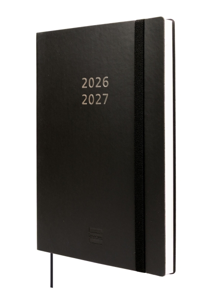 Finocam Mara Agenda de Tapa Flexible Internacional - 18 Meses - Semana Vista Vertical - Formato Y10 - 140x204mm - Papel de 80g/m2 - Esquinas Microperforadas - Cierre con Goma - Color Negro