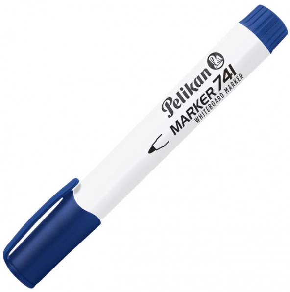 Pelikan 741F Rotulador para Pizarra Blanca - Punta de 2mm - Capuchon Antisecado - Borrable en Seco - Color Azul · Pack de 10 uds.