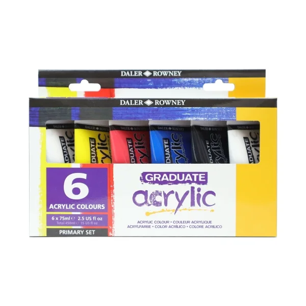 Daler Rowney Graduate Pack de 6 Pinturas Acrilicas - 75ml - Colores Surtidos
