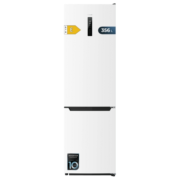 Cecotec Bolero CoolMarket Combi 356 White E Frigorifico Combi - Capacidad 356L - Modo Vacaciones - Frio Envolvente - Cajon Humedad Regulable - Clase E - 59.5x63.5x200cm - Color Blanco