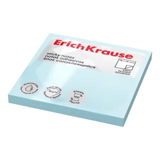 ErichKrause Bloc de 100 Notas Adhesivas Reposicionables - Papel de 75g/m2 - 75x75mm - Pegamento a Base de Agua - Color Azul · Pack de 12 uds.