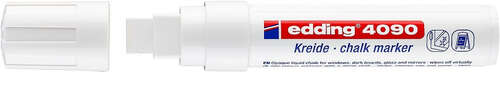 Edding 4090 Rotulador de Tiza Liquida - Punta Biselada - Trazo entre 4 y 15mm - Olor Neutro - Color Blanco · Pack de 5 uds.