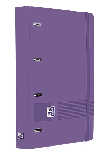 Oxford Europeanbinder Live & Go A4+ Carpeta Tamaño A4+ con Recambio de 100 Hojas Cuadricula 5x5mm - Tapa de Plastico Polyfoam - Cierre con Goma - Color Lila