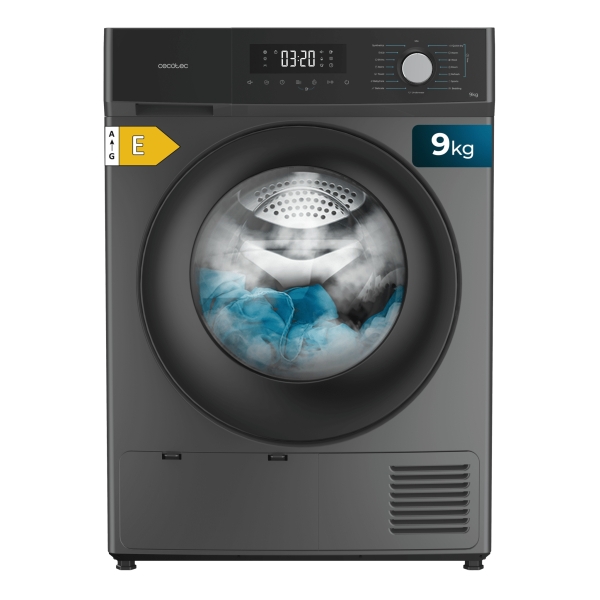 Cecotec Bolero Dresscode Dry 8330 Steel Secadora con Bomba de Calor de 8kg - 15 Programas - Giro Bidireccional Del Tambor - Inicio Programable - Bloqueo de Seguridad - Color Gris Oscuro