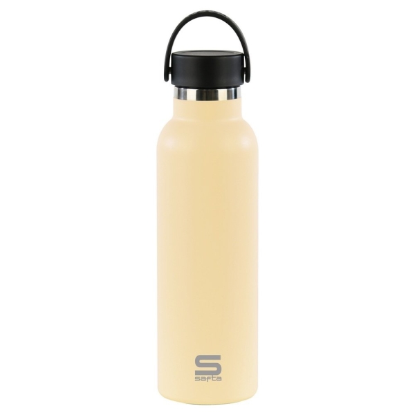 Safta Botella Termo de 600ml - Acero Inoxidable - Asa Superior - Color Arena