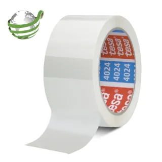 Tesa 4024 PV4 Precinto de Embalar 50mm x 66 Metros - Fabricado en Polipropileno - Adhesivo Acrilico con un 65% de Base Biologica - Desenrollado Suave y Silencioso - Color Blanco · Pack de 6