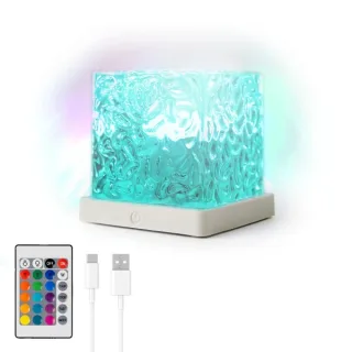 Innovagoods Boralamp Proyector de Auroras Boreales - Autonomia 120min - Cable USB-C - Bateria 1200mAh - Luz LED RGB - Recargable - Mando a Distancia - 11.3x11.3x11.3cm - Color Gris