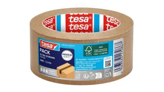 Tesa Ultra Strong Paper Precinto de Papel 50mm x 25m - Gran Adhesion, Alta Resistencia al Desgarro - Fabricado con un 52% de Materiales Renovables - Papel FSC® - Color Marron