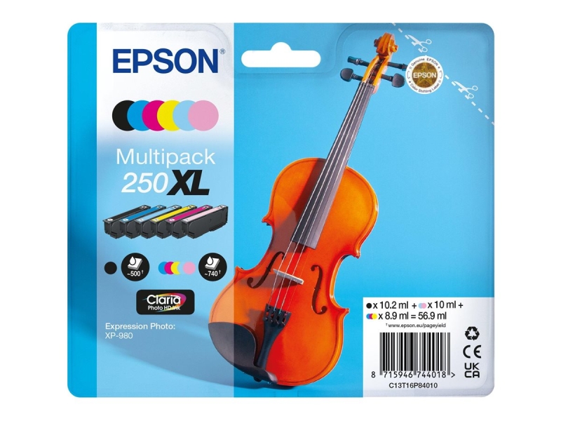 Epson 250XL Pack de 6 Cartuchos de Tinta Originales - C13T16P84010