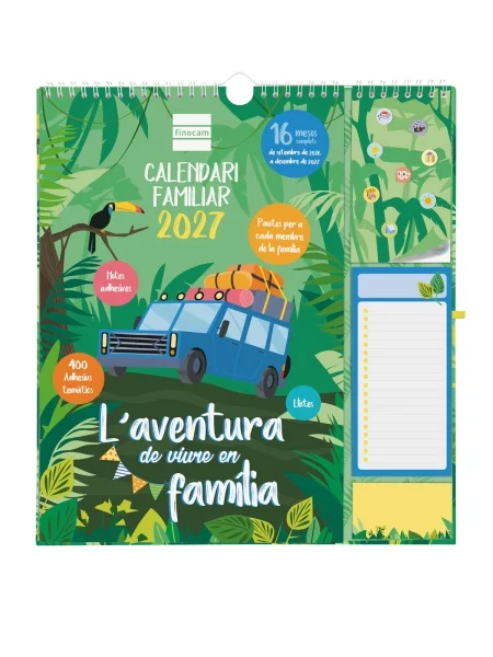 Finocam Sep Calendario de Pared en Catalan - 16 Meses - Mes Vista - Formato Plus - 215x325mm - Espiral Doble Metalica - Papel de 140g/m2 - Espacio para Notas - Anilla Portaboligrafo - Multicolor