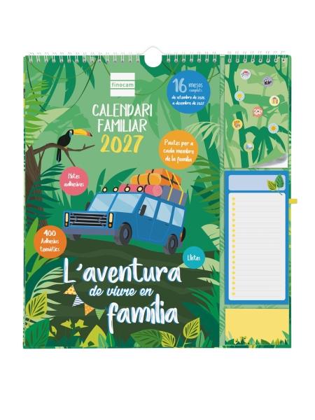 Finocam Sep Calendario de Pared en Catalan - 16 Meses - Mes Vista - Formato Plus - 215x325mm - Espiral Doble Metalica - Papel de 140g/m2 - Espacio para Notas - Anilla Portaboligrafo - Multic