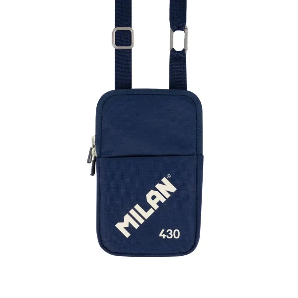Milan Coleccion 430 Bolso Pequeño Bandolera - Tamaño Bolso 19x2.3x12.8cm - Cierre de Cremallera - Mosqueton de Aluminio - Color Azul Marino