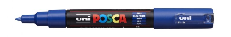 Posca PC-1M Marcador de Pintura - Punta de Poliester Conica 0.7mm - Tinta Base al Agua - Resistente a la Luz - Color Azul · Pack de 6 uds.