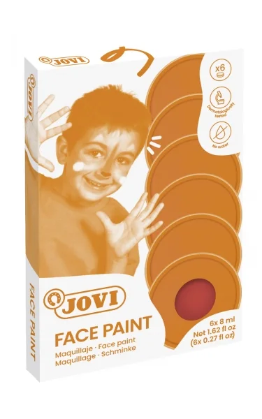 Jovi Estuche de 6 Botes 8ml Maquillaje Crema - Hipoalergenico - Base Grasa - Facil Aplicacion - Gran Cobertura - Colores Mezclables - sin Parabenos - Retiro Facil - Secado Rapido - Color Rojo