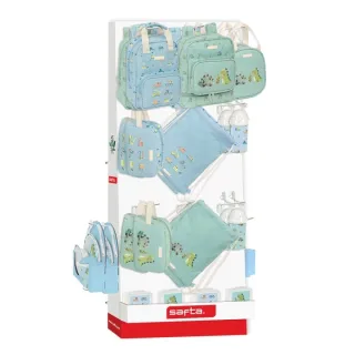Safta Expositor con 10 Ganchos para Mochilas - Carton Reciclado - Estructura Robusta - Facil de Colocar - Presentacion Visual Atractiva - 650x280x1580mm - Colores Surtidos