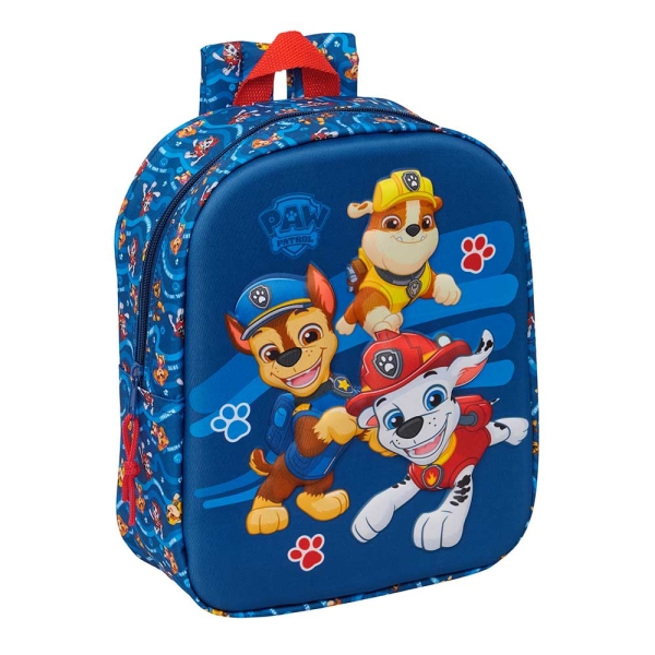 Safta Paw Patrol Mochila Guarderia 3D - 6L - Cremallera - Asa de Mano - 22x27x10cm - Color Azul Oscuro