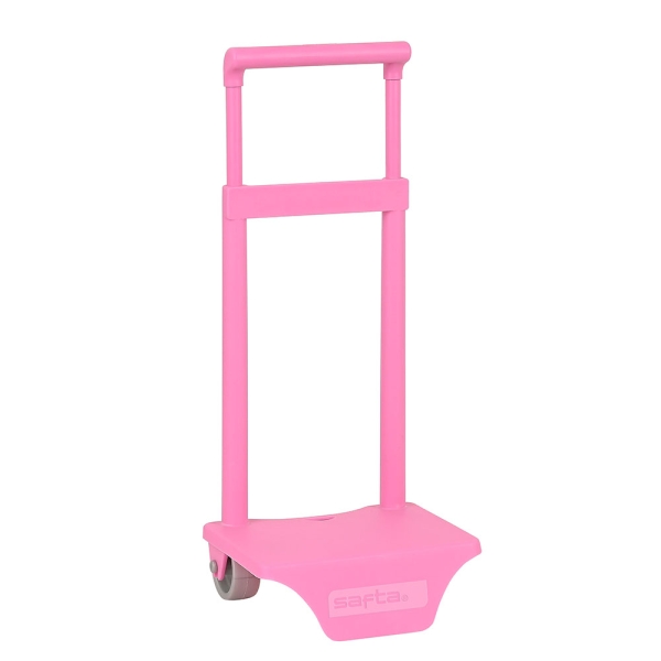 Safta Carro Portamochilas - Sujecion Universal - Material Resistente - Ruedas de PVC - 18x16x35cm - Color Rosa