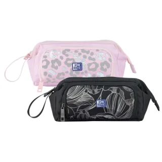 Oxford Dream Tech Estuche Portatodo Gran Capacidad - Apertura Total - Goma Kangoo Acoplable a Cuadernos y Carpetas - Asa de Transporte - Diseños Animal Print y Floral Print · Pack de 4 uds.