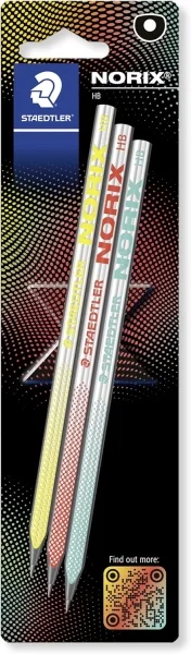 Staedtler Norix Pack de 3 Lapices de Grafito HB - Madera Negra - Diseño Inteligente
