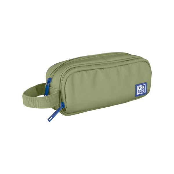 Oxford B-Smart Estuche Portatodo - 3 Compartimentos - Asa Lateral - Fabricado en Material Reciclado - Color Verde Safari