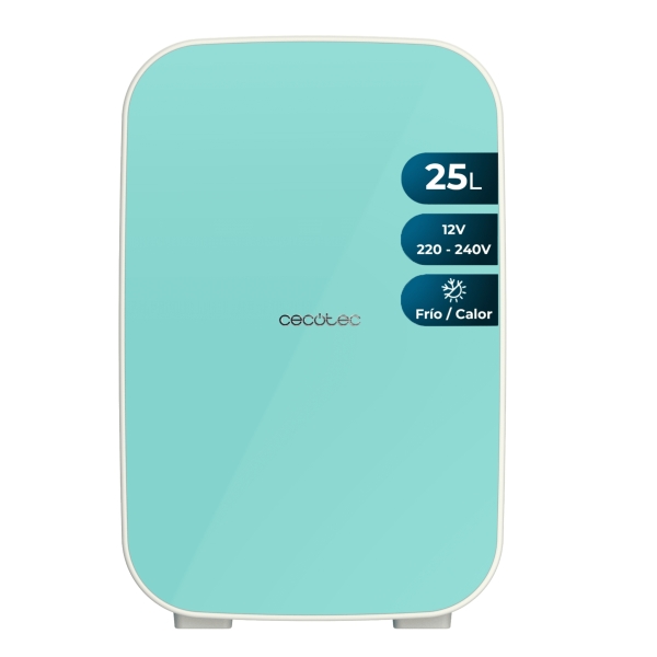 Cecotec Bolero MiniCooling 25L Bahamas Mint Mini Frigorifico Portatil - Capacidad 25L - 12V/220V - Temperatura Regulable - Enfria hasta 7ºC - Funcion Calentamiento hasta 65ºC - Color Menta