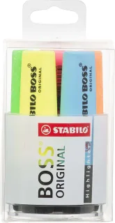 Stabilo Boss 70 Pack de 6 Marcadores Fluorescentes - Practico Cubilete de Escritorio - Trazo entre 2 y 5mm - Recargable - Tinta con Base de Agua - Colores Surtidos · Pack de 5 uds.
