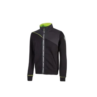 Upower Uranus Sudadera sin Capucha con Cremallera Central - Talla 2XL - a Prueba de Agua, Puños y Fondo Acanalado Elastico, Insertos en Piping Fluo, Proteccion DPI1 - Color Negro Carbon