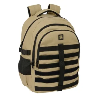 Safta Camel Mochila para Portatil hasta 15.6" - Cremalleras Bidireccionales - Antirrobo - Cintas Ajustables - 23.46L - 340x150x460mm - Color Arena