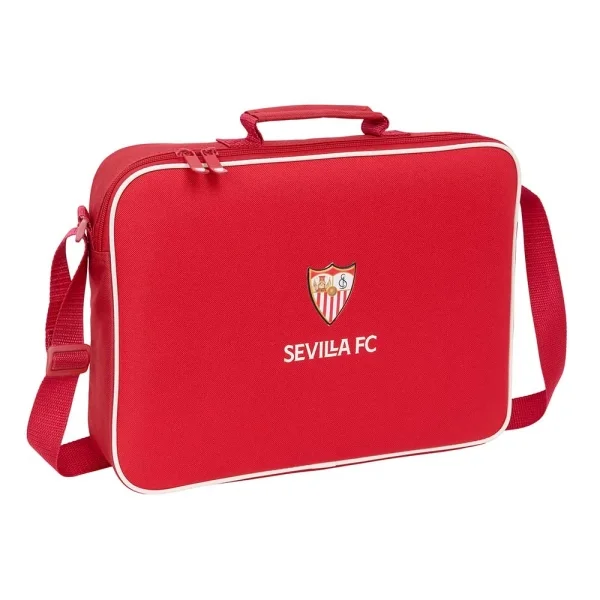 Safta Sevilla FC Maletin con Cremallera - Bandolera Ajustable - Asa Forrada - Doble Tirador - Fondo Semirigido - Resistente al Agua - 6L - 380x60x280mm - Color Rojo