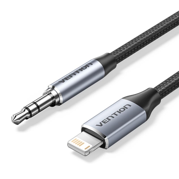 Vention Conversor Lightning Macho a Jack 3.5 Macho - 1m - Trenzado - Color Gris