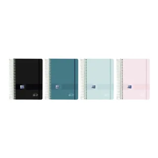 Oxford Live and Go Agenda Escolar con Espiral - Castellano - Tapa de Plastico - Formato Octavo - Dia Pagina - Colores Surtidos · Pack de 8 uds.