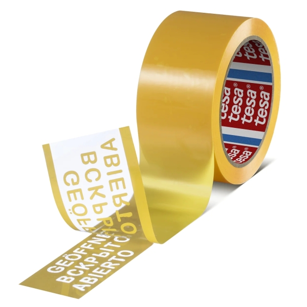 Tesa 64007 Cinta para Precintado a Prueba de Manipulaciones 150mm x 1.010 Metros - Para Aplicacion Automatica - Adhesivo Acrilico a Base de Agua - Color Amarillo