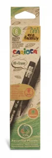 Carioca Eco Family Pack de 6 Lapices HB - Cuerpo Hexagonal - Goma Incorporada - Mina Ø 3mm Resistente a Caidas - No Se Astilla - Color Gris