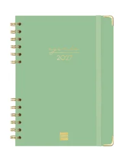 Finocam Espiral Trendy Alma Agenda - Anual 2027 - Semana Vista Horizontal - Formato E10 - 155x212mm - Espiral - Tapa Dura de Carton Forrado - Esquinas Microperforadas - Papel de 80g/m2 - Col