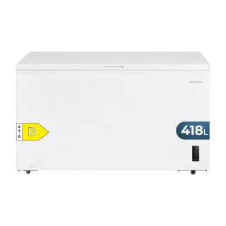 Cecotec Bolero CoolMarket Chest 418P White D Congelador Horizontal Convertible - Capacidad 418L - Temperatura Regulable - Ruedas Integradas - Alarma de Puerta Abierta - Cesta con Asas - Colo