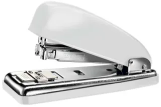 Petrus 226 WOW Grapadora Metalica + Caja de 200 Grapas - Hasta 30 Hojas - Grapado Cerrado, Abierto y Clavado - Color Blanco Metalizado