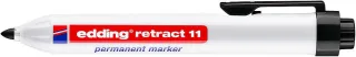Edding Retract 11 Rotulador Permanente Retractil - Punta Redonda - Trazo entre 1.5 y 3mm - Recargable - Secado Rapido - Color Negro · Pack de 10 uds.