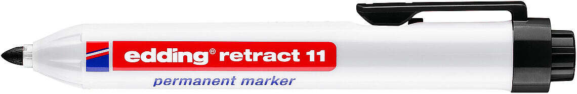 Edding Retract 11 Rotulador Permanente Retractil - Punta Redonda - Trazo entre 1.5 y 3mm - Recargable - Secado Rapido - Color Negro · Pack de 10 uds.
