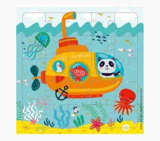 Pictura Tarjeta Puzzle - 15.5x15.5cm - Tematica Submarino - 25 Piezas - Incluye Sobre Blanco - Certificacion FSC
