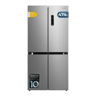 Cecotec Bolero CoolMarket 4D 474 Inox E Frigorifico Americano 4 Puertas - Capacidad 474L - Silencioso 35dB - Luz LED - Compresor Inverter - Total Nofrost - Frio Envolvente - 83.3x177.5cm - C