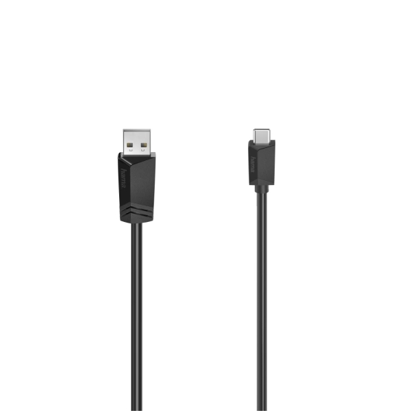 Hama Essential Cable USB - USB-A Macho - USB-C Macho - Longitud 1.5m - Velocidad hasta 480Mbps - Blindaje Doble - Color Negro
