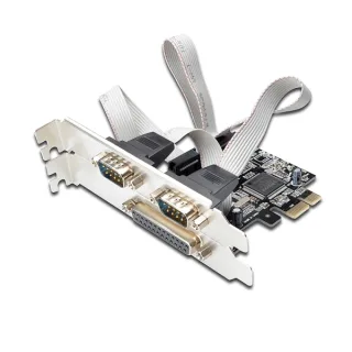 Ewent Tarjeta de Interfaz PCI-Express - Combo Conexion en Serie y en Paralelo - 2xD-sub 9 Macho - 1x D-sub 25 Hembra - Color Aluminio