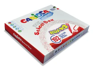 Carioca Bravo Pack de 192 Rotuladores - Punta Maxi 6mm Bloqueada - Cuerpo Octogonal Maxi - Tinta Superlavable - Tapa Ventilada - Ideal para Colegios - Colores Surtidos