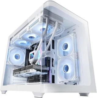 Mars Gaming MC-FUSIONM Minitorre Ultracompacta - Soporte MicroATX/Mini-ITX - Cristal Templado Curvo Continuo - Soporte para Refrigeracion Liquida - 5 Ranuras de Expansion - Color Blanco