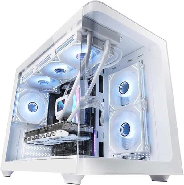 Mars Gaming MC-FUSIONM Minitorre Ultracompacta - Soporte MicroATX/Mini-ITX - Cristal Templado Curvo Continuo - Soporte para Refrigeracion Liquida - 5 Ranuras de Expansion - Color Blanco