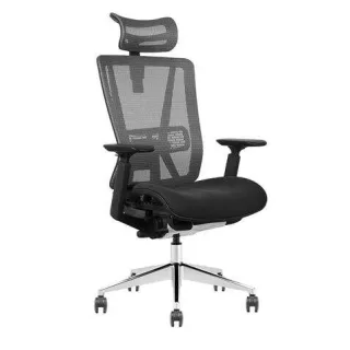 Cromad Senior SE1200 Silla de Oficina - Altura Ajustable con Elevador de Gas de Grado 4 - Reposacabezas, Reposabrazos 3D y Soporte Lumbar Ajustables - Respaldo de Malla - Ruedas de Nailon 36