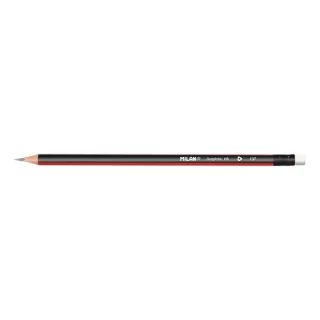 Milan Lapices de Grafito HB - con Goma - Triangular - Color Rojo · Pack de 12 uds.